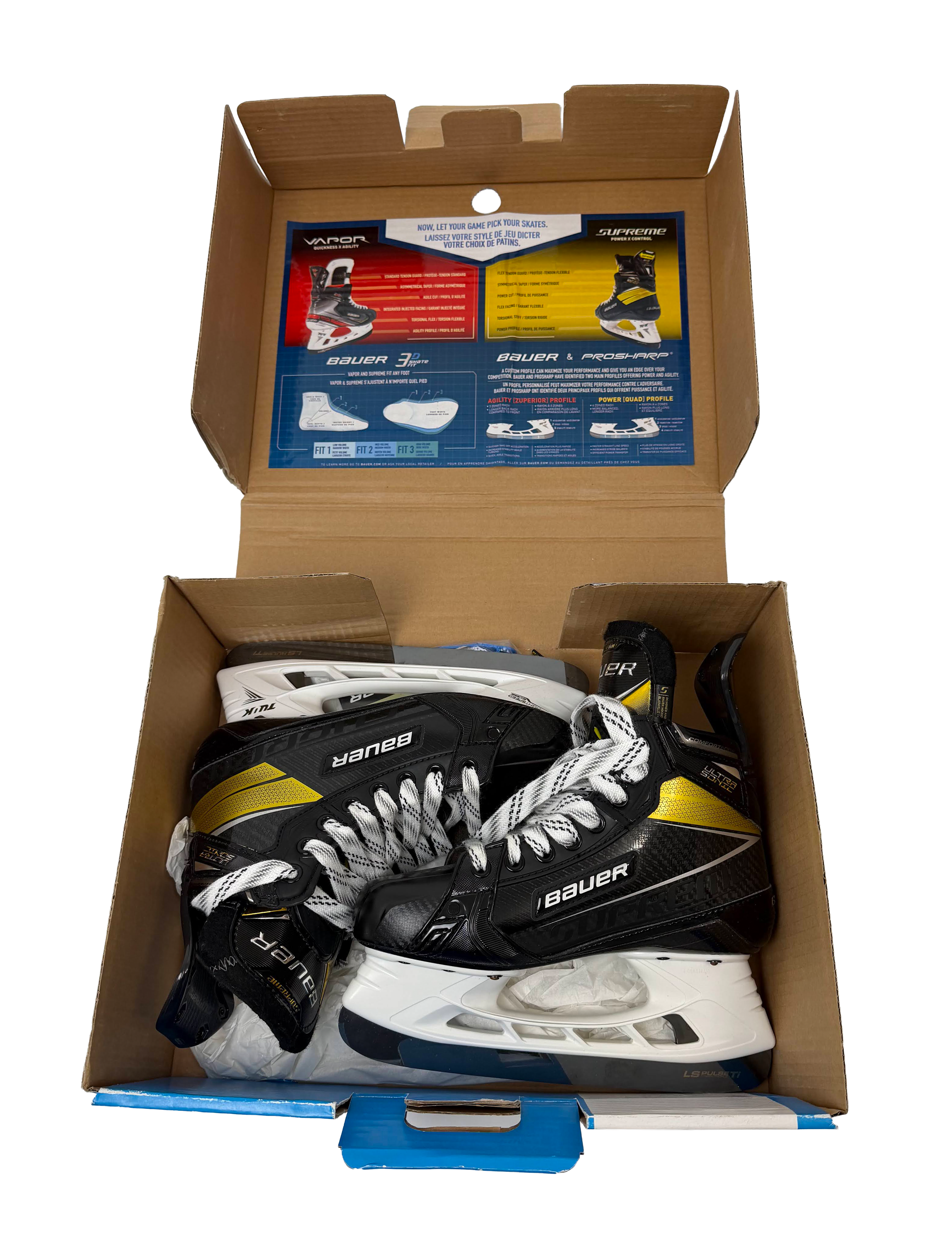 Bauer Supreme Ultrasonic Skates Size 4.5 Fit 2 w/Steels